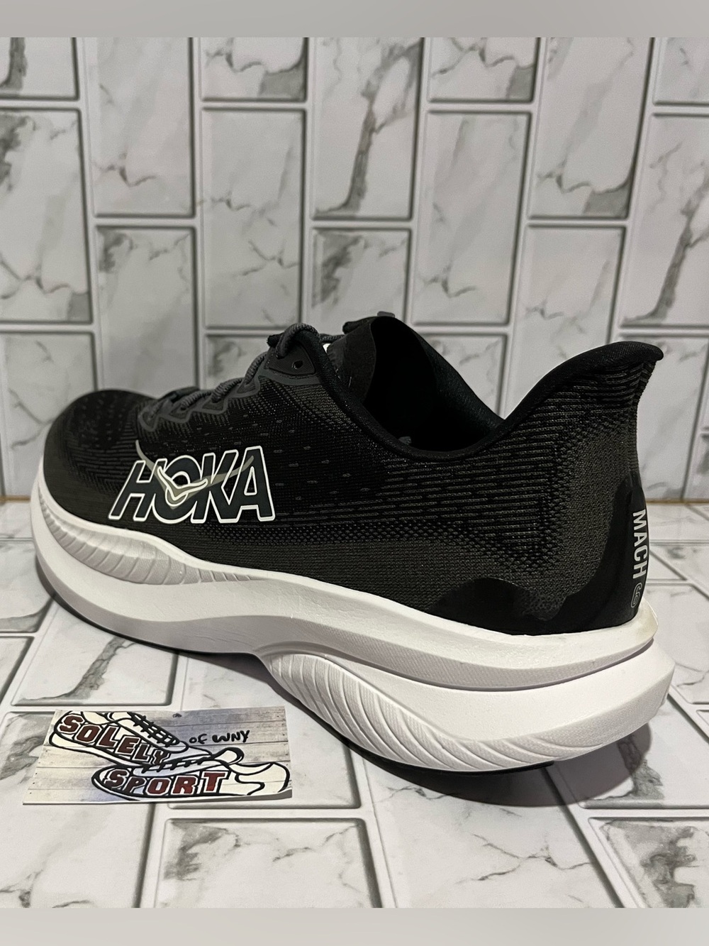 New Hoka One One Mach 6 Running Shoes Black White Mens Size Training Gym - Picture 9 of 16